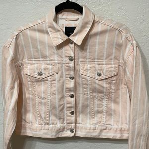 Salmon pink denim jacket